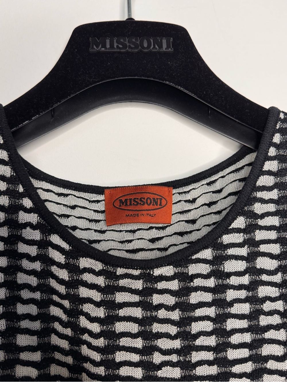 Missoni Black and White Patterned Crewneck Sweater